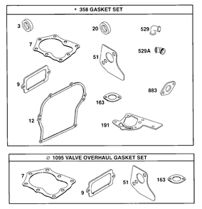 Gasket Set Diagram and Parts List for 90212-0216-01  Briggs and Stratton Engine